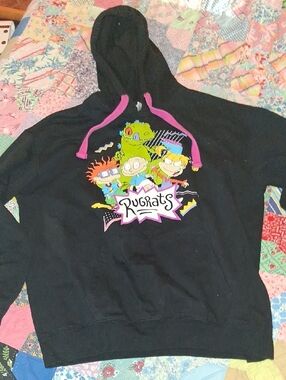 Nickelodeon Black Rugrats Hoodie with Pink Drawstrings